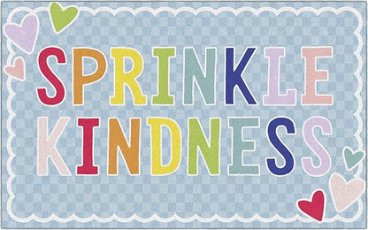 Flagship Carpets Schoolgirl Style Sprinkle Kindness Educational Area Rug for Kids Room Seating Décor, Children's Classroom, Play Carpet for Teaching and Playroom, 7'6" x 12', Blue