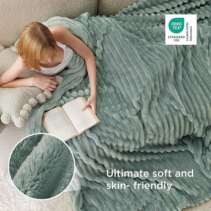 Bedsure GentleSoft Large Fleece Blanket for Bed - Cozy Soft Throw Blankets for Women, Cute Large Throws for Girls, Sage Green, 120x120 Inches
