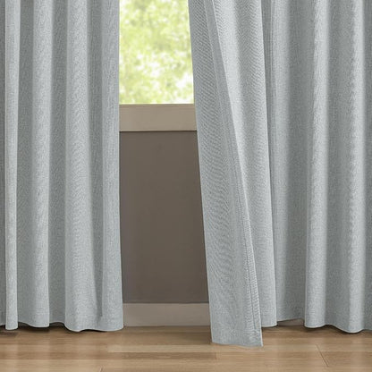 KangBang Pinch Pleat Grey Blackout Curtains 96 Inches Long, Linen Pinch Pleated Drapes for Living Room Office with Hooks Track System, Aesthetic Boho Vertical Home Decor(2 Panels,42Wx96L, Fog Grey)