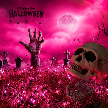 Brizled Purple Halloween Lights, 21.3ft 100 Count Purple Mini Lights String, Connectable, UL Certified Black Wire, Indoor/Outdoor, Halloween, Holiday, Party Decor