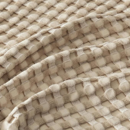 Bedsure Cooling Cotton Waffle Full Size Blanket - Lightweight Breathable Blanket of Rayon Derived from Bamboo for Hot Sleepers, Luxury Throws for Bed, Couch and Sofa, Taupe, 80x90 Inches