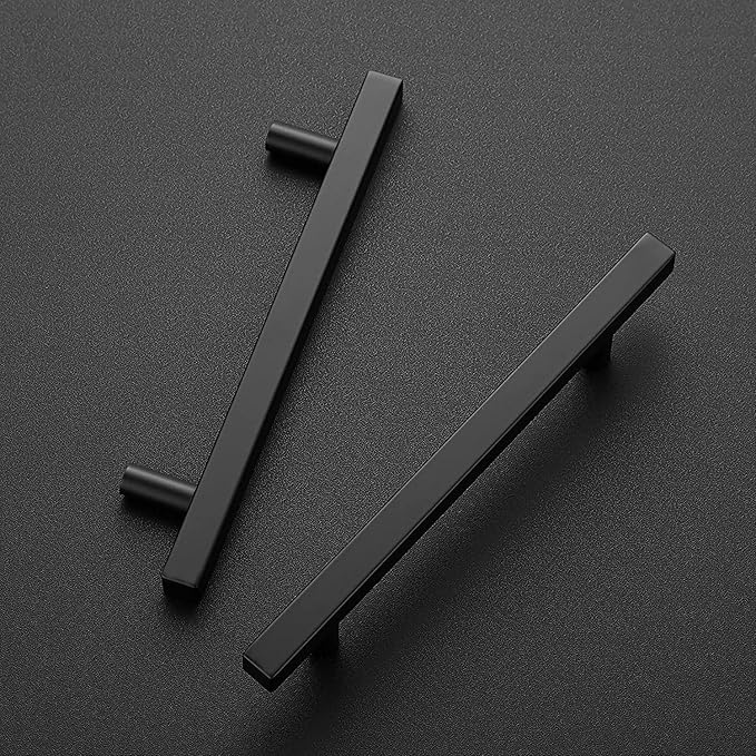 Ravinte Cabinet Handles 30 Pack - 5 Inch Matte Black Square Pulls, Modern Kitchen Hardware, 7-3/8 Inch Overall Length Drawer Pulls
