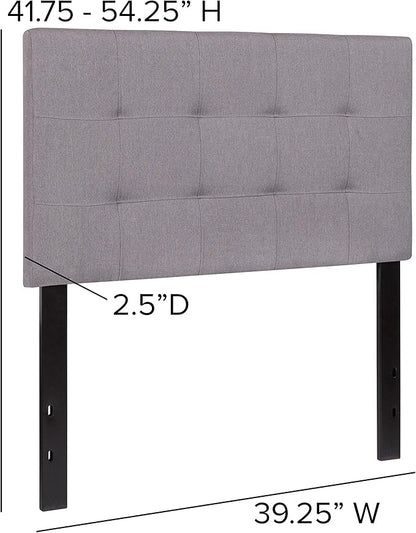 Flash Furniture Bedford Tufted Upholstered Twin Size Headboard in Light Gray Fabric