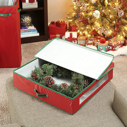 Household Essentials Christmas Wreath Storage Container, 24 Inch Holiday Wreath Storage Box with Handles, Sturdy Sides, Keeps Wreaths Free of Dust and Pests in Storage