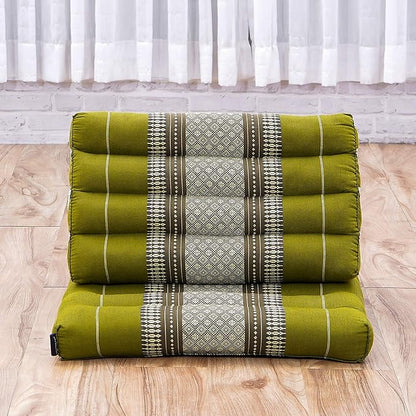 Leewadee 1-Fold Mat with Triangle Cushion – Comfortable TV Pillow, Foldable Mattress with Cushion Made of Kapok, 30 x 20 inches, Green