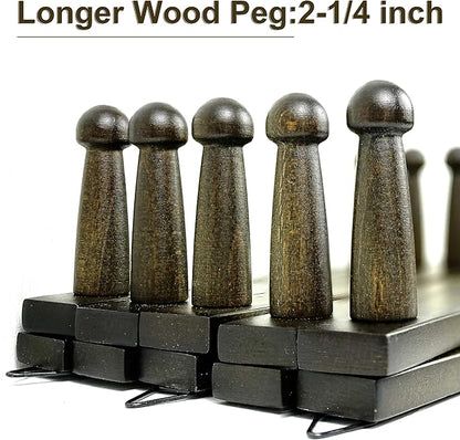WEBI Accordion Wall Hanger,Accordion Hat Rack for Wall,Expandable Wooden Coat Rack Wall Mounted,Accordion Hook Rack for Hats,Caps,16 Peg,Dark Walnut