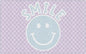 Flagship Carpets Schoolgirl Style Smiley on Lavender Checkerboard Educational Area Rug for Kids Room Seating Décor, Children's Classroom, Play Carpet for Teaching and Playroom, 7'6" x 12', Purple