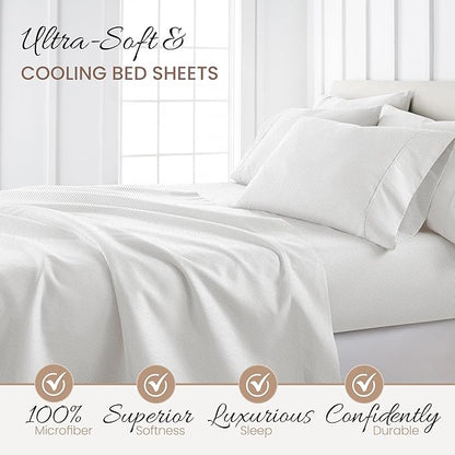 Linen Market 4 Piece King Sheet Set - Breathable, Double-Brushed Patterned Cooling Sheets – Oeko-TEX Certified Ultra Soft & Wrinkle-Free 16" Deep-Pocket King Sheets - Easy Care Stippled Gray