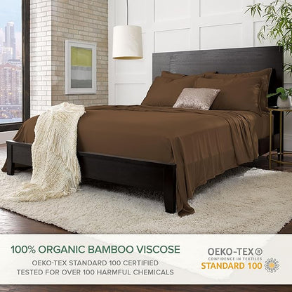 California King Sheets by Pure Bamboo, Genuine 100% Organic Viscose Derived from Bamboo Bed Sheet Set, Soft & Cooling, Double Stitching, Lifetime Quality Promise (California King, Coconut Husk)