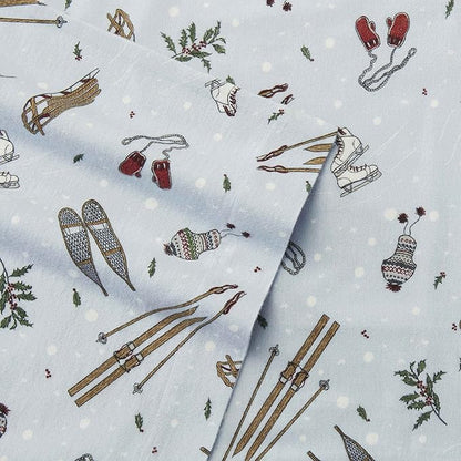 Eddie Bauer - Queen Sheets, Cotton Flannel Bedding Set, Brushed For Extra Softness, Cozy Home Decor (Snow Days, Queen)
