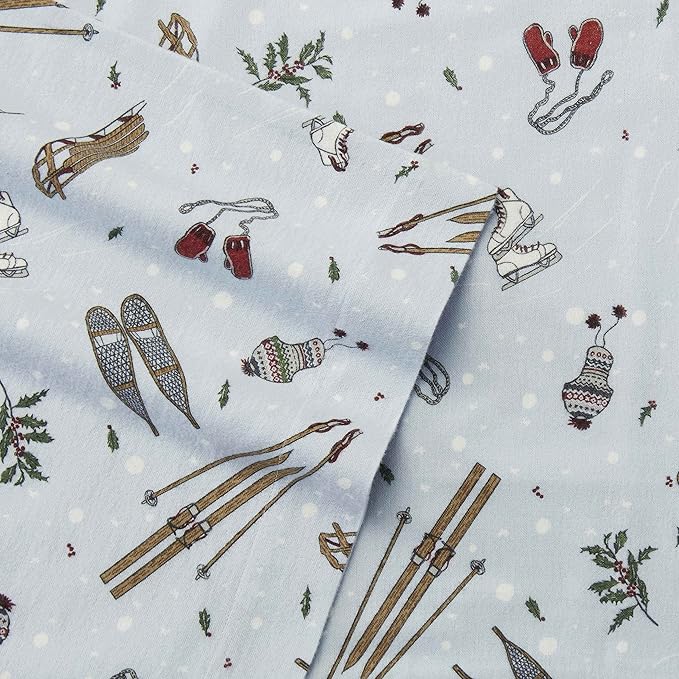 Eddie Bauer - King Sheets, Cotton Flannel Bedding Set, Brushed For Extra Softness, Cozy Home Decor (Snow Days, King)