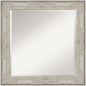 Amanti Art Silver Bathroom Mirror for Over Sink, 25x25 Crackled Metallic Square Vanity Mirror, Medium Country Rustic Frame, Hangs Horizonally and Vertically, Bathroom Wall Decor, Beveled Edge