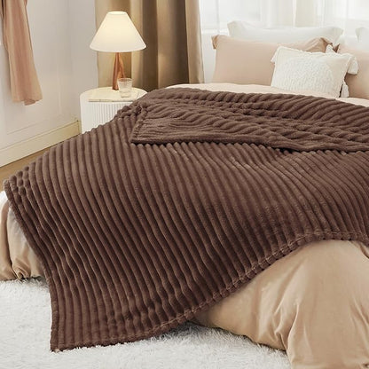 Bedsure GentleSoft Fondue Fudge Fleece Blanket for Couch -Cozy Soft Blankets for Women, Cute Small Throws for Girls, 90x90 Inches