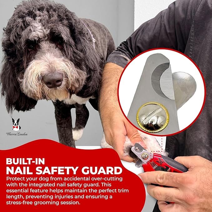 Warren London Dog Nail Clippers – Large Breed Nail Trimmer with Stainless Steel Blade, Safety Guard & Non-Slip Handle | Professional Grooming Tool for All Dog Sizes-Mewly Pet