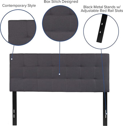 Flash Furniture Bedford Tufted Upholstered Full Size Headboard in Dark Gray Fabric