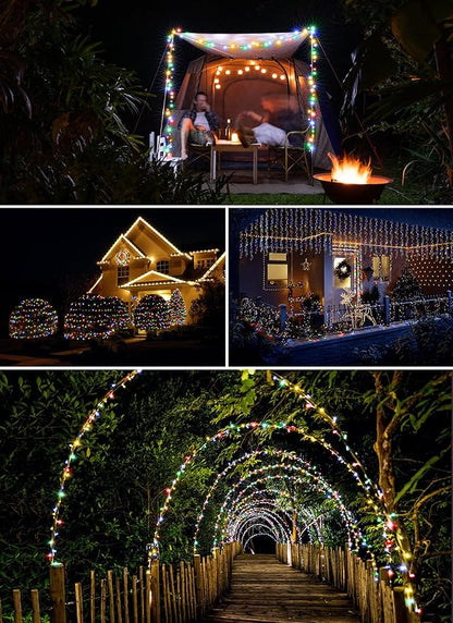 Outdoor Fairy Lights Battery Operated, 2 Pack Firecracker Twinkle String Lights with Remote, 5 Feet 60 LEDs for DIY Wreath Wedding Party Bedroom Mason Jar Holiday Christmas, Multicolor