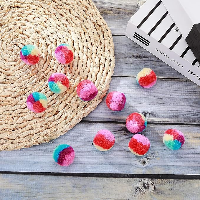 Rainbow Cat Toy Kit - 20PCS Soft Pom Pom Balls for Indoor Cat Play & Exercise-Mewly Pet