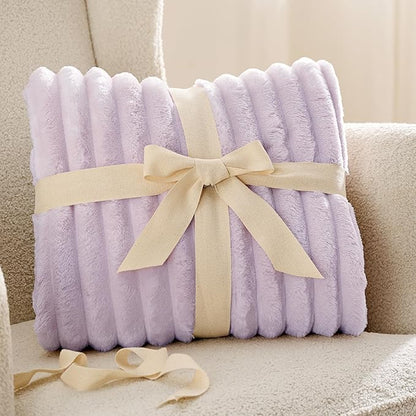 Bedsure GentleSoft Lavender Fog Fleece Blanket for Couch - Cozy Soft Blankets for Women, Cute Small Throws for Girls, 50x60 Inches
