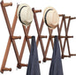 WEBI Accordion Wall Hanger,Expandable Wooden Coat Rack Wall Mounted,Accordion Hat Rack for Wall,Accordion Hook Rack for Hats,Caps,20 Peg Hooks,Walnut Color