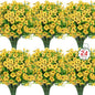 Ouddy Decor 24 Bundles Artificial Flowers for Outdoors Fake Silk Flowers UV Resistant Faux Plastic Plants for Spring Summer Garden Porch Window Box Table Vase Home Indoor Outdoor Decoration, Yellow
