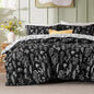 Bedsure King Comforter Set - Black Bed Set, 3 Pieces Cute Floral Bedding, 1 Soft Reversible Botanical Flowers Comforter and 2 Pillow Shams