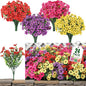 24 Bundles Artificial Flowers for Outdoor Indoor Garden Home Decoration, Look Real for Front Door Porch Patio Yard Balcony, Faux Flower Daisy with Eucalyptus Leaves Fake Plants, 4 Colors