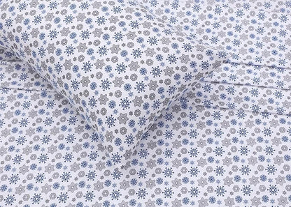 RUVANTI Flannel Sheets Queen Size - 100% Cotton Double Brushed Bed Sheets, Deep Pockets 16 Inches Queen Sheet Set, All Seasons Breathable & Extra Soft - Warm & Cozy, 4 Piece, Snow Flake Grey