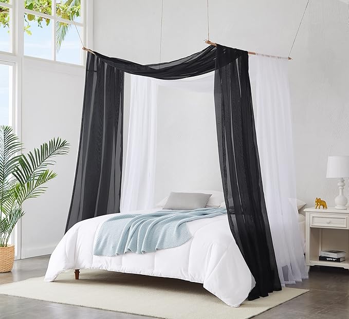 Warm Home Designs 30 Feet Long Sheer Black Window Scarf. These XXL Length Valance Window Scarves 54 X 360 Inches in Size. Great as Bed Canopy or Wedding Arch Draping Fabric. AM Black 360"