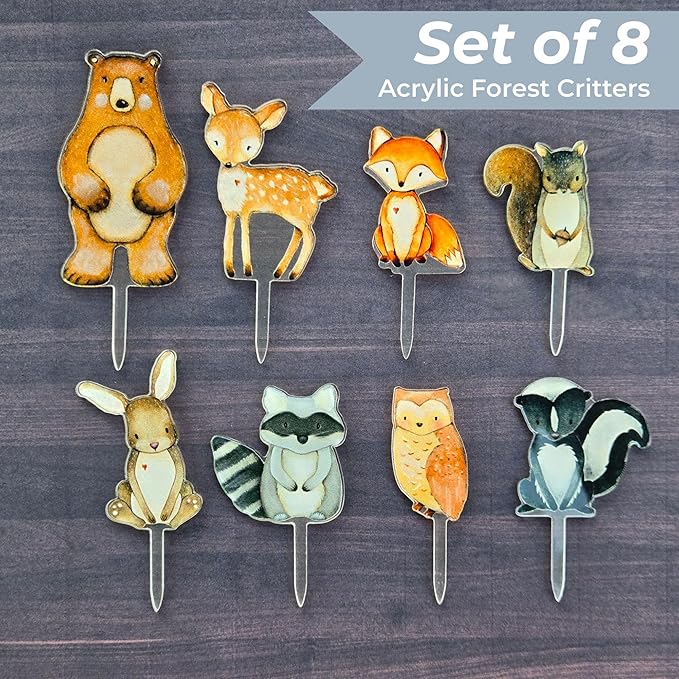 Forest Critters Painted Wooden Animal Cutout Shapes (Cupcake Topper (Set of 1))
