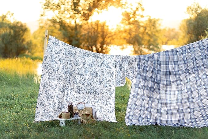 Laura Ashley - Flannel Sheets Twin Size, Anti-Pilling & Wrinkle Resistant Cotton, Touchably Soft for All-Season Comfort - Bed Sheets with Matching Pillowcase & Fitted Sheet (Muholland Plaid Blue)