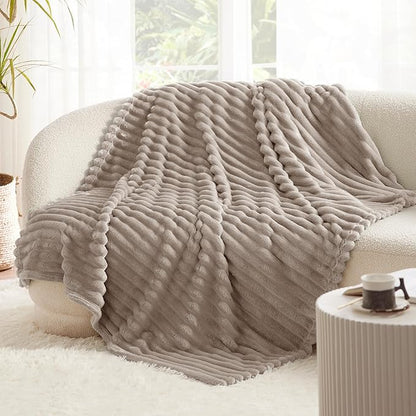 Bedsure GentleSoft Mocha Meringue Fleece Blanket for Couch - Cozy Soft Blankets for Women, Cute Small Throws for Girls, 50x70 Inches