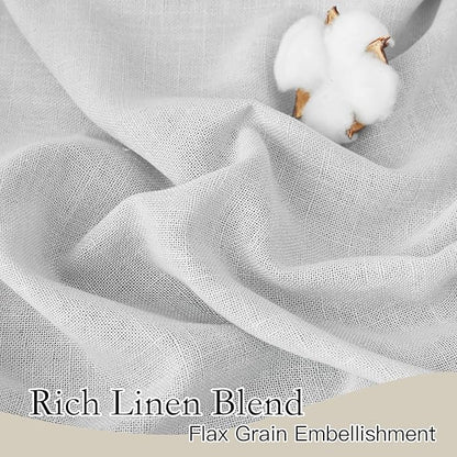 RYB HOME Linen Blended Curtains for Kitchen Dining Room, Elegant Farmhouse Style Light Filtering Half Privacy Wrinkle Resistance Sheer Drapes for Bedroom, Dove Grey, W 60 x L 90, 1 Pc
