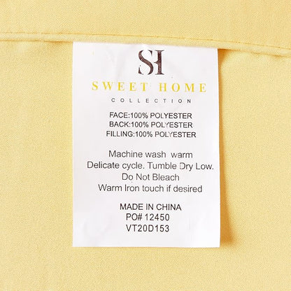 Sweet Home Collection 7 Piece Comforter Set Bag Solid Color All Season Soft Down Alternative Blanket & Luxurious Microfiber Bed Sheets, Yellow, Full