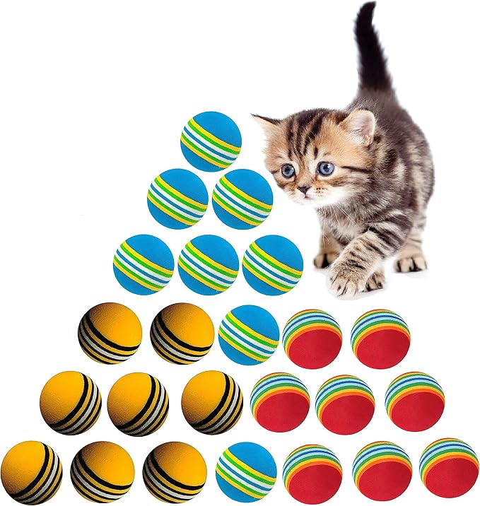 24 Pcs Colorful Soft Foam Rainbow Play Balls for Pet Dog and Cat (42cm) Ethylene Vinyl Acetate-Mewly Pet