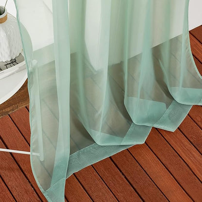 NICETOWN Sage Green Kitchen Curtains 45 inch Length, Grommet Voile Sheer Airy & Lightweight Soft Window Treatments with Light Filtering for Cafe, W54 x L45, 2 Panels