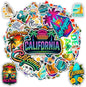 100 PCS California Travel Stickers Pack, Vinyl Waterproof Decals of Beaches Cities Landmarks Food Culture, Fun Gift for Kids Teens Adults Laptop Water Bottle Scrapbook Luggage Car