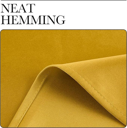 NICETOWN Room Darkening Gold Curtains 63 inch Length 2 Panels - Grommet Top Sound Reduction Privacy Faux Silk Satin Thermal Drapes for Bedroom/Living Room, W52 x L63