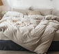MooMee Bedding Duvet Cover Set 100% Washed Cotton Linen Like Textured Breathable Durable Soft Comfy (Heathered Tannish Linen Grey, Full 80"x90")