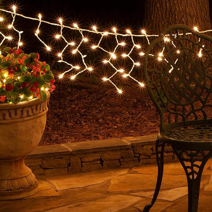 Kringle Traditions 8.5 ft 150 Clear Icicle Lights - White Wire, Indoor/Outdoor Christmas Icicle Lights