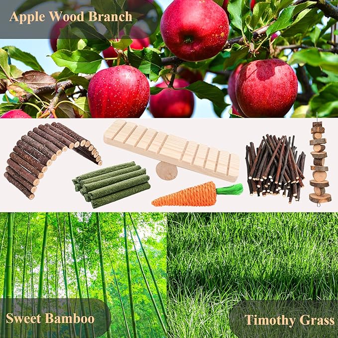 Grddaef Hamster Toys, Guinea Pig Chew Toys Small Animal Enrichment Toys Cage Accessories for Chinchilla Gerbils Rats Bunny Mouse-Mewly Pet