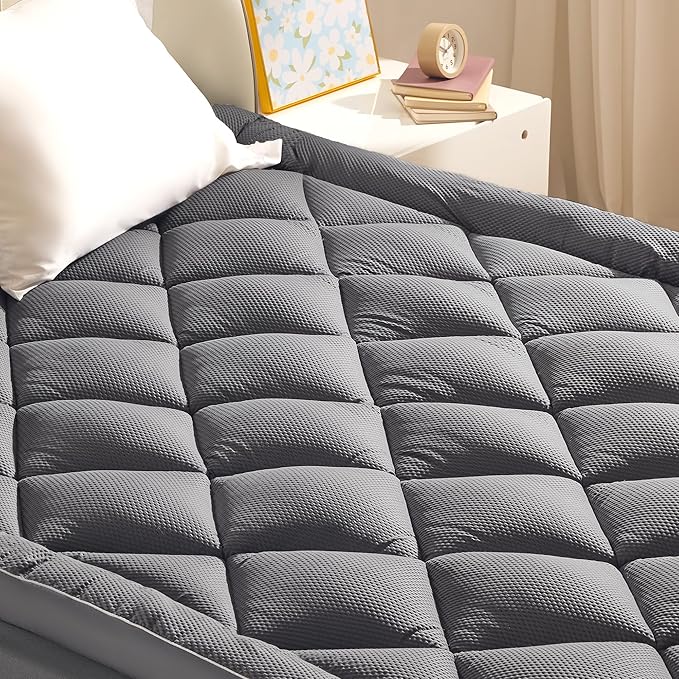 SLEEP ZONE Extra Thick King Mattress Topper for Back Pain, Plush Breathable Thick Mattress Pad Cover, Down Alternative Soft Bed Topper with Elastic Fitted Deep Pocket