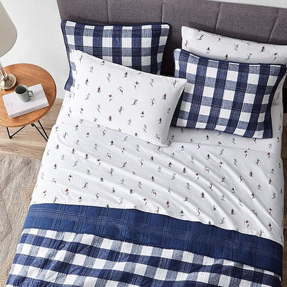 Eddie Bauer - Flannel Sheets Full Size, Anti-Pilling & Wrinkle Resistant Cotton, Touchably Soft for All-Season Comfort - Bed Sheets with Matching Pillowcases & Fitted Sheet (Ski Slope White)
