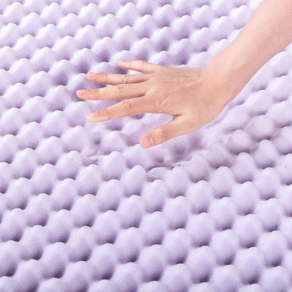Best Price Mattress 4 Inch Egg Crate Memory Foam Mattress Topper with Soothing Lavender Infusion, CertiPUR-US Certified, Dorm Essentials, Queen