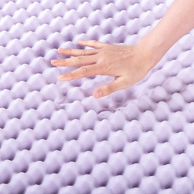 Best Price Mattress 2 Inch Egg Crate Memory Foam Mattress Topper with Soothing Lavender Infusion, CertiPUR-US Certified, Dorm Essentials, Queen