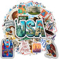 100 PCS USA Travel Stickers Pack – American Quotes, Food & Culture Vinyl Waterproof Decals for Laptop, Water Bottle, Scrapbook, Hard Hat, Car Gift for Kids, Teens, Adults