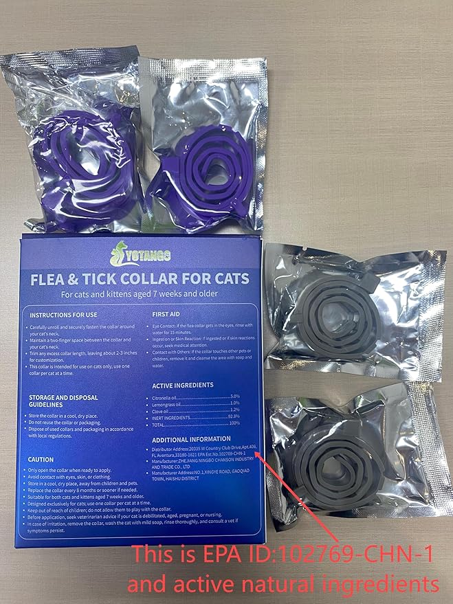 4 Pack Flea Collar for Cats, 32 Months Flea and Tick Prevention for Cats, Waterproof Cat Flea Collar, Natural Cat Flea and Tick Treatment, Adjustable Flea and Tick Collar for Cats Kittens(Grey&Purple)-Mewly Pet