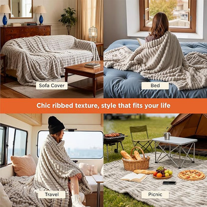 Bedsure GentleSoft California King Size Blanket for Bed - Cozy Soft Blankets for Women, Cute Large Throws for Girls, Linen, 102x96 Inches