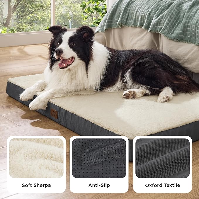 Bedsure Dog Beds Large Sized Dog - Orthopedic Flat Pet Beds with Removable Washable Cover, Egg Crate Foam Puppy Mat, Suitable for Pet Up to 65 lbs-Mewly Pet
