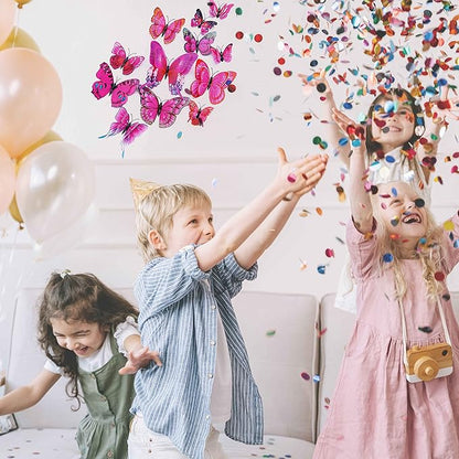 Butterfly Wall Decor 24/48 PCS, 3D Butterflies Stickers for Party Decorations with Magnets (Purple&red, 48)