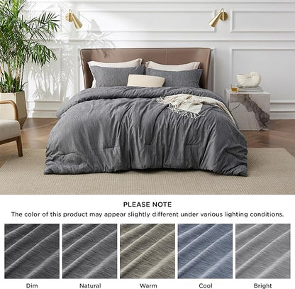 Bedsure California King Comforter Set -Charcoal Grey Soft Bedding for All Seasons, Cationic Dyed Bed Set, 3 Pieces, 1 California King Size Comforter (104"x96") and 2 Pillow Shams (20"x36"+2")